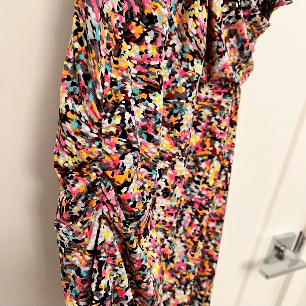 Another Edition- Bright Multi Color Ruched Ruffle Sleeveless Dress - Picture 8 of 9